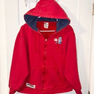 Vintage Winnie The Pooh Hoodie Sweatshirt Walt Disney Red zip up Jacket small